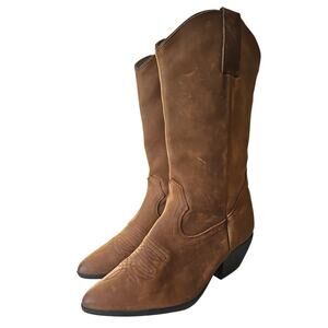 Marine Woods Leather Western Cowgirl Boots Womens 9.5 Brown Distressed